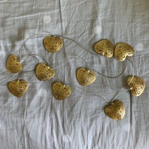 6 ft. Gold Heart Battery Operated String Lights